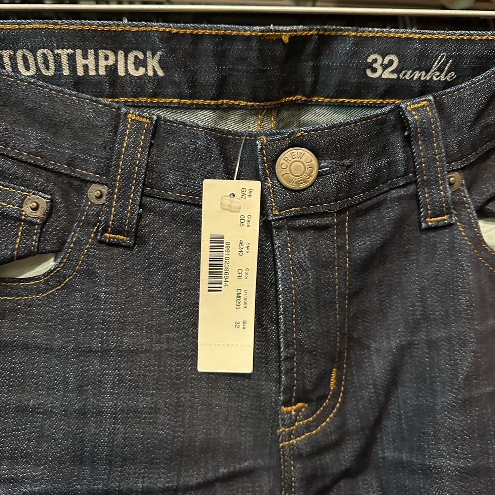 J. Crew NWT Toothpick Skinny Jeans “Classic Rinse” Wash Denim 32 Some Stretch